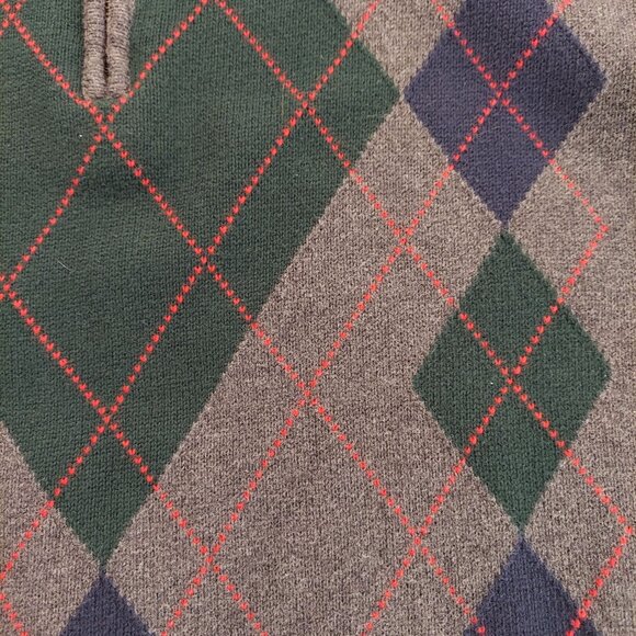 Tommy Hilfiger sweater mens size XL Chest 46 1/4 zip argyle cotton hipster Dad - Picture 12 of 16